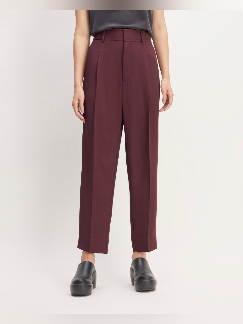 Everlane Japanese Goweave Way-High Tapered Leg Pant Burgundy Size 14 Casual